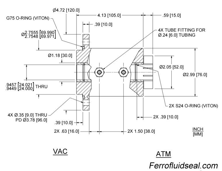 Ferrotec Feedthrough HFL-024-MN Ferrofluidic 133591