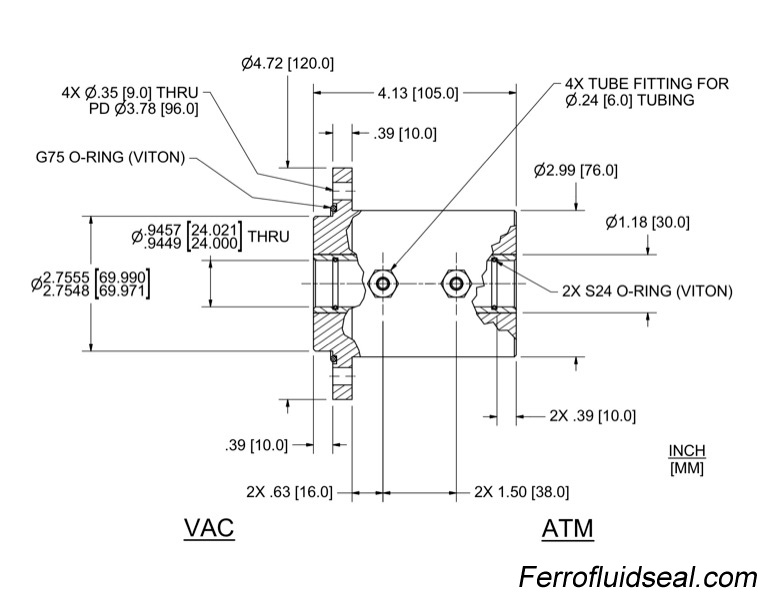 Ferrotec Feedthrough HFL-024-WN Ferrofluidic 133581