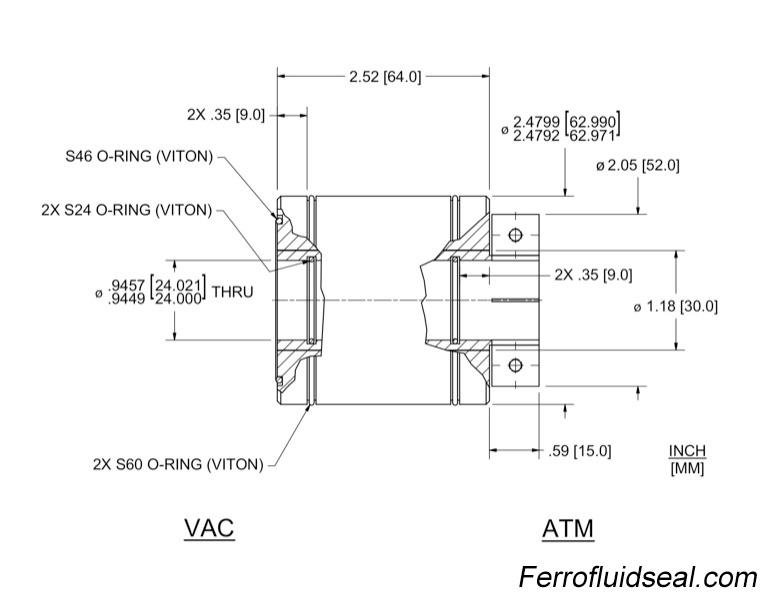 Ferrotec Feedthrough HTL-024-CN Ferrofluidic 133433