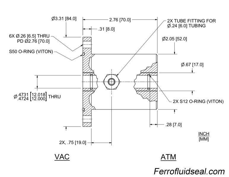 Ferrotec Feedthrough HFL-012-WN Ferrofluidic 133579