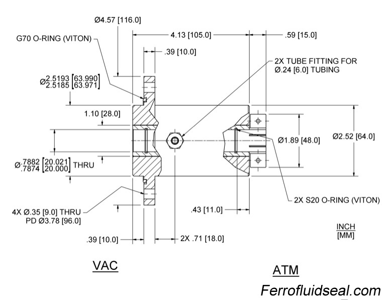 Ferrotec Feedthrough HFL-020-MN Ferrofluidic 133590