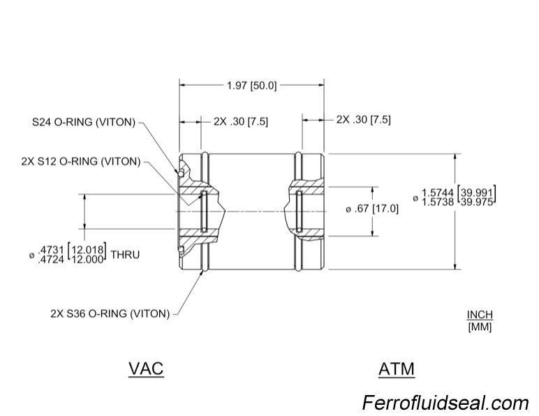 Ferrotec Feedthrough HTL-012-NN Ferrofluidic 132761