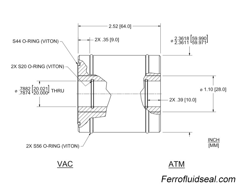 Ferrotec Feedthrough HTL-020-NN Ferrofluidic 133600